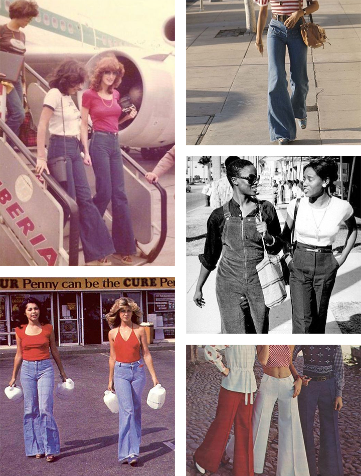 anos 70 calça boca de sino