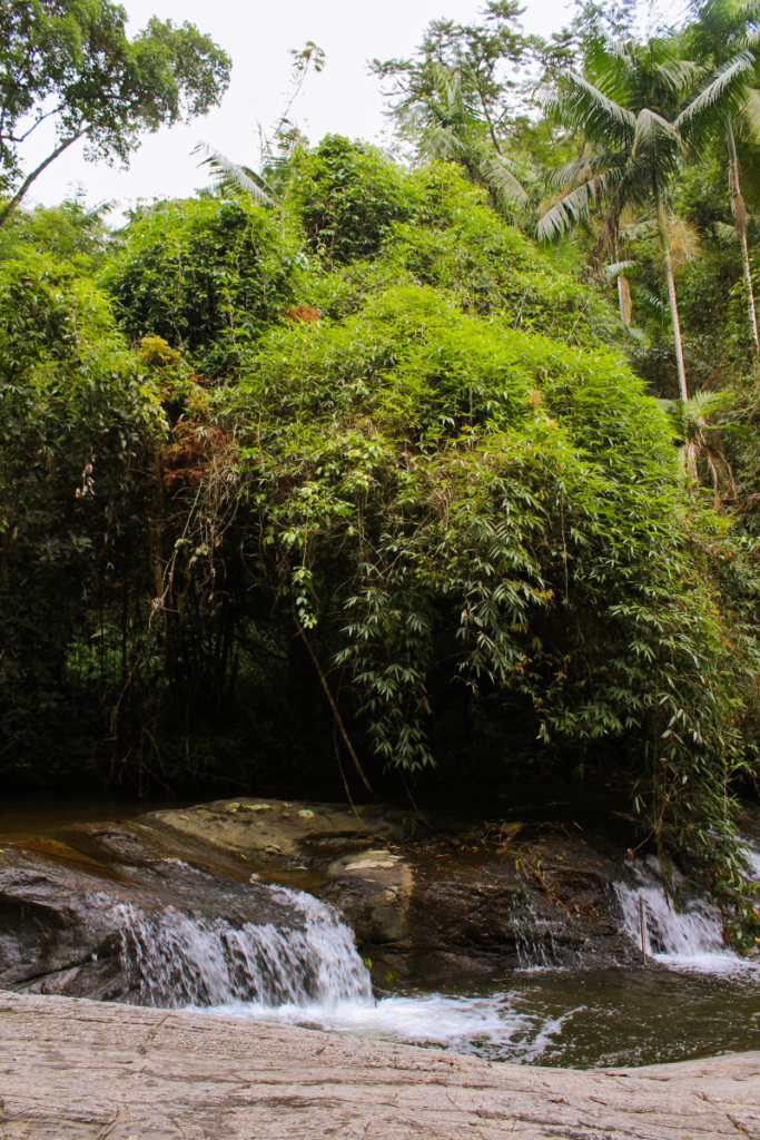 trilha com cachoeira